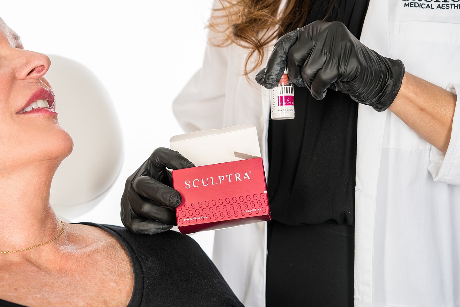 Consultation for Sculptra aesthetic treatment procedure.