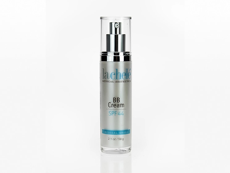 BB cream with SPF 44 in a pump bottle.