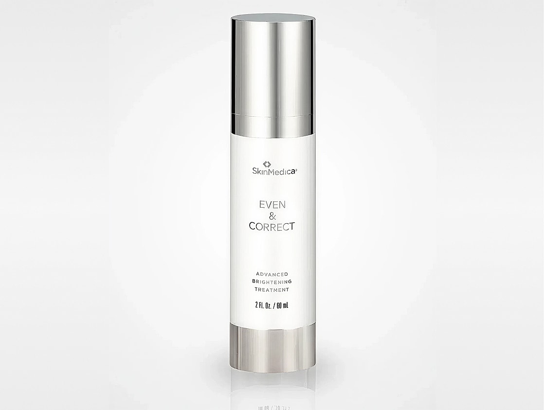 SkinMedica Even & Correct brightening treatment bottle.