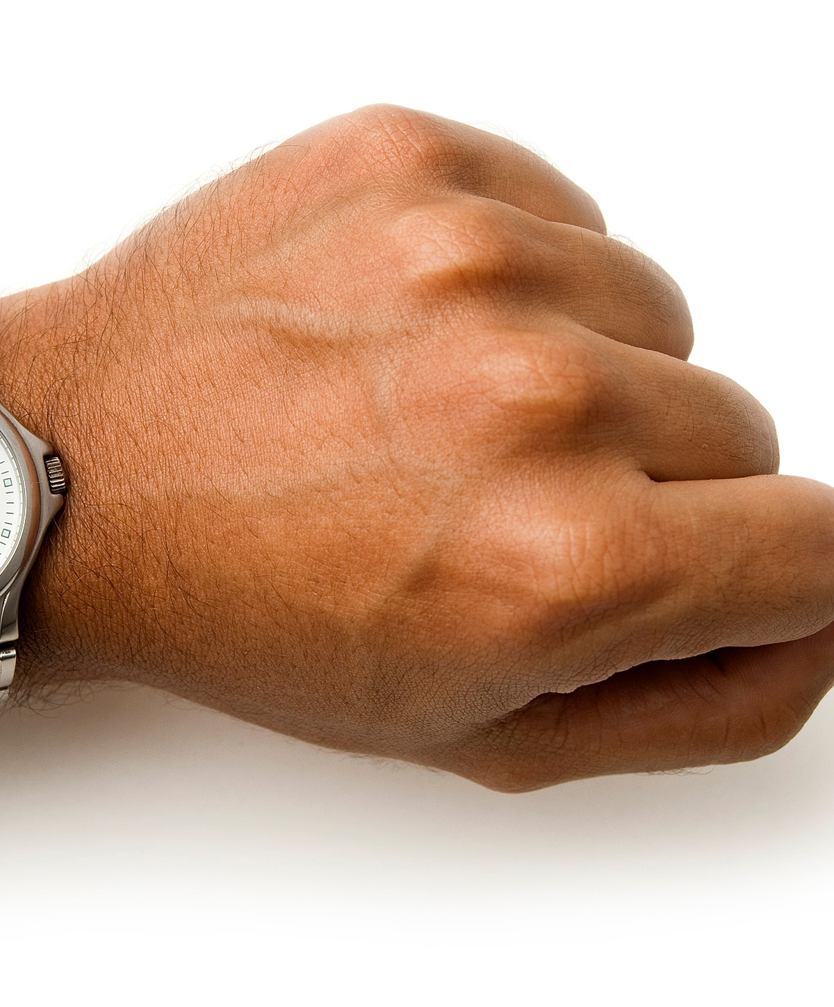 Close-up of a hand wearing a watch.