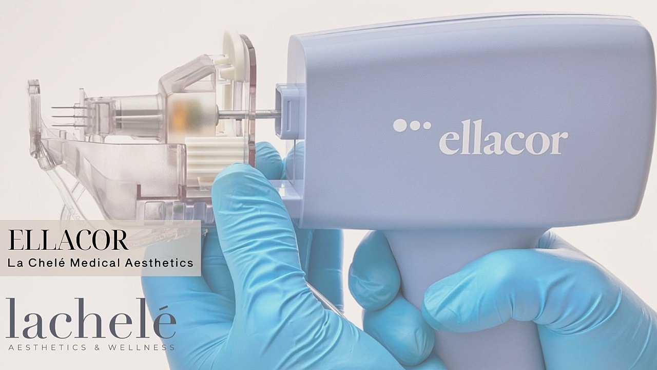 Medical procedure involving two professionals and equipment.